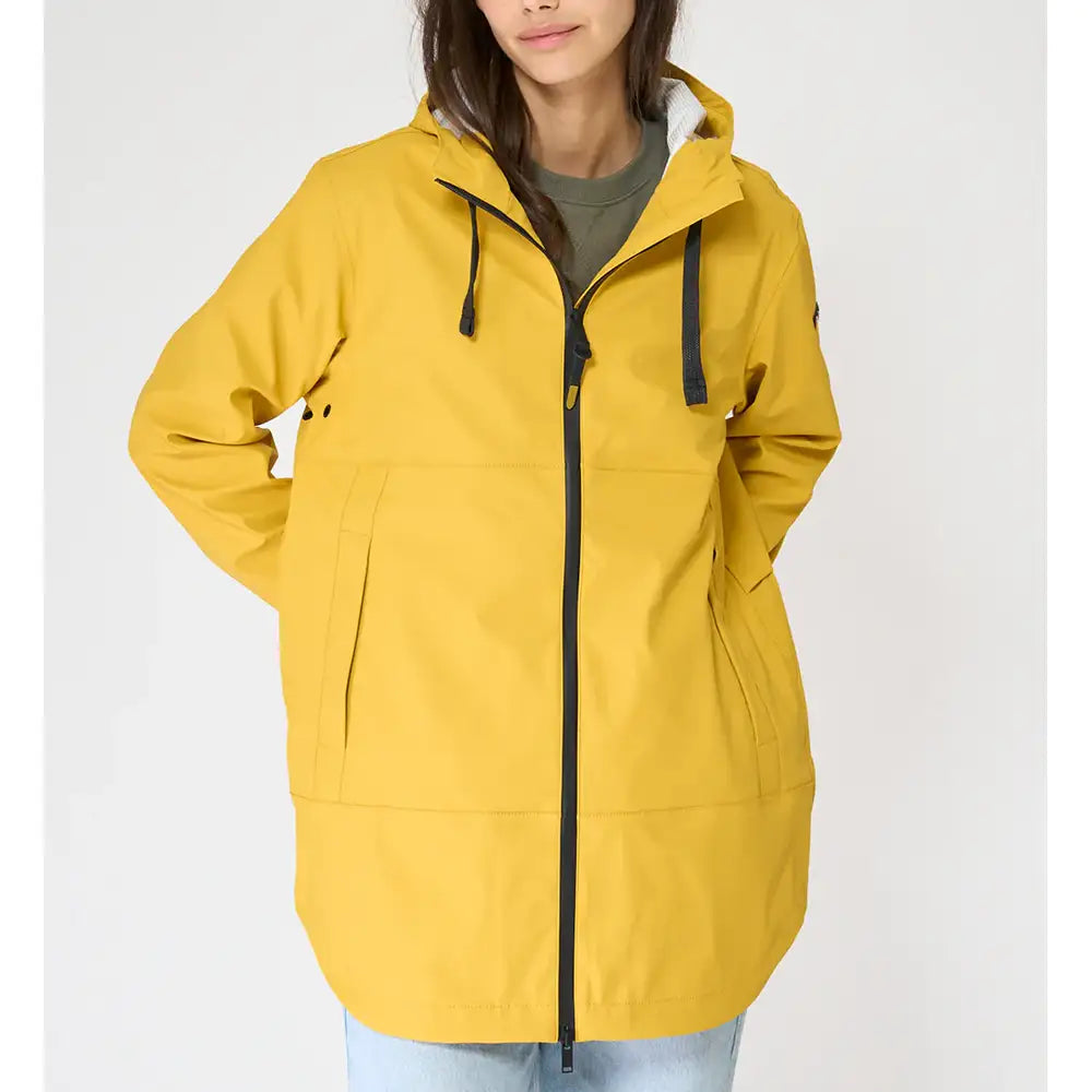 Waterproof Drawstring Jacket - Mustard