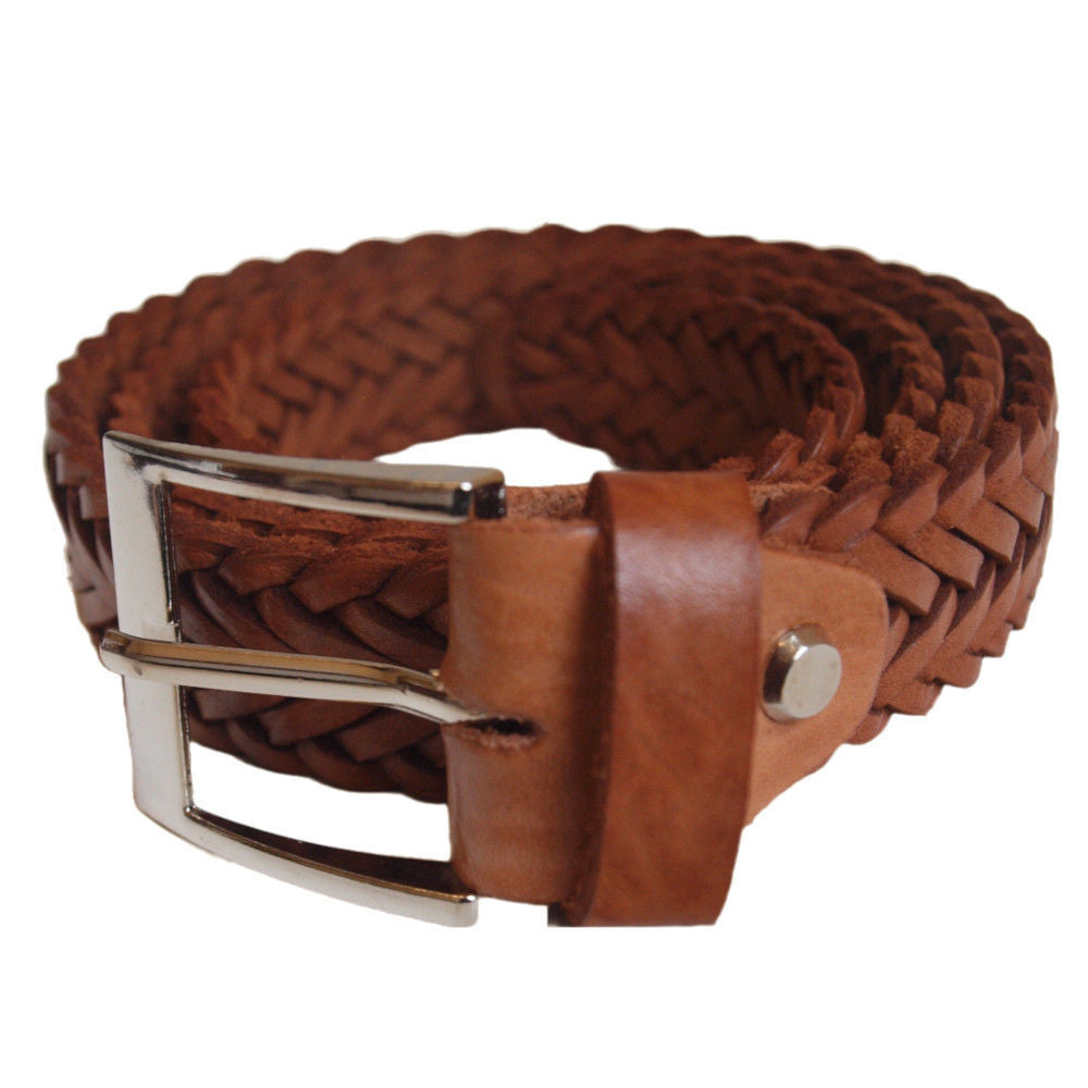 Moroccan Leather Braided Tan Belt