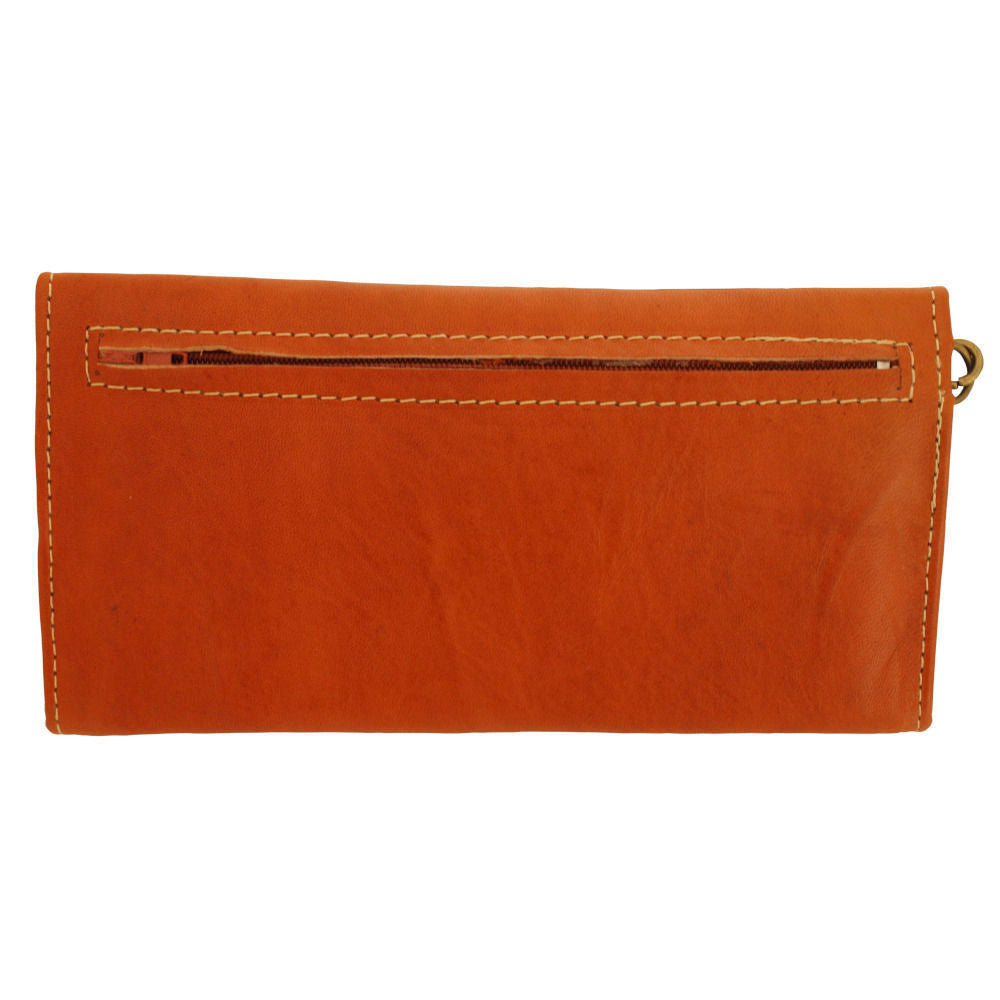 Large Leather Tri-Fold Purse - Honey