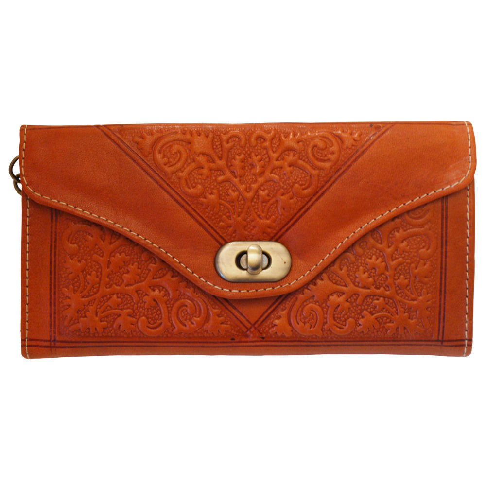 Large Leather Tri-Fold Purse - Honey