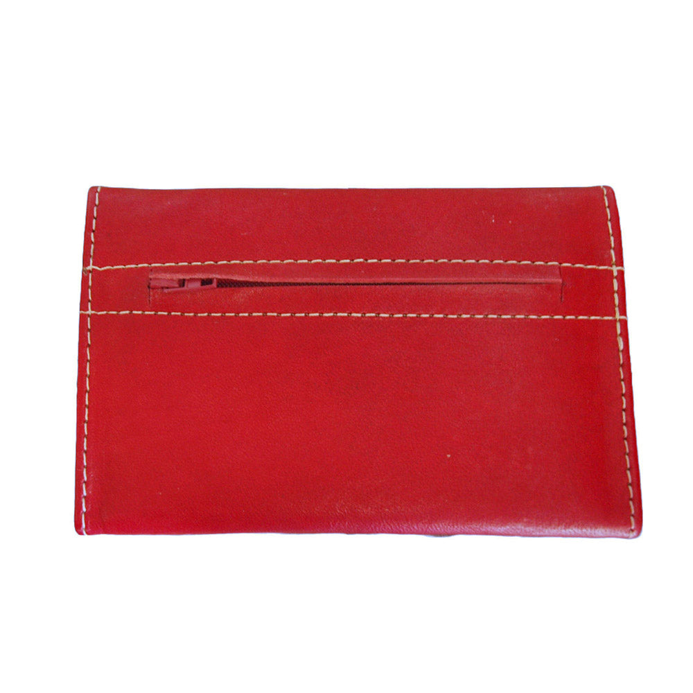 Small Leather Trifold Purse - Red