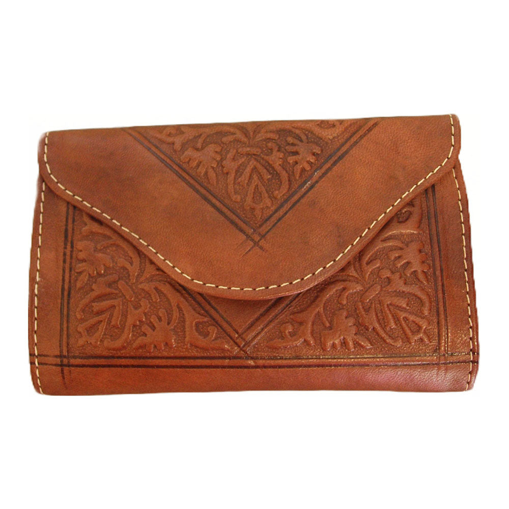 Small Leather Trifold Purse - Honey