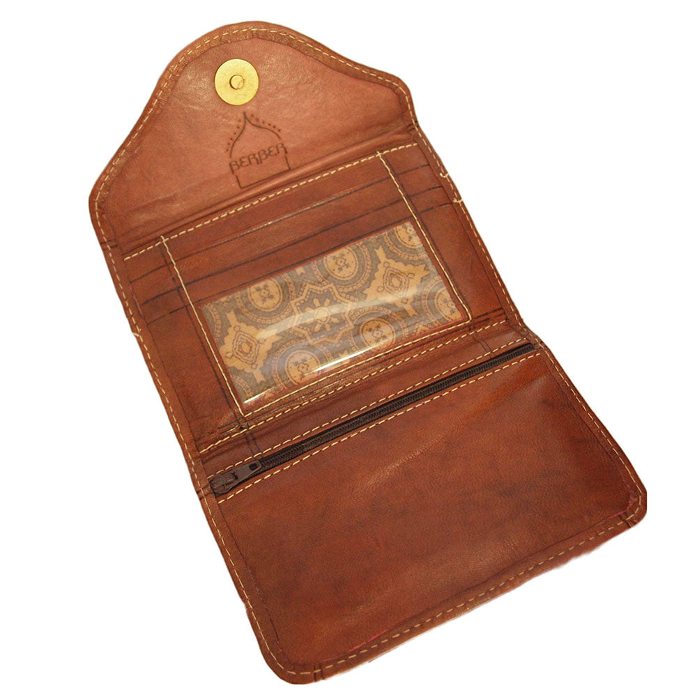 Small Leather Trifold Purse - Honey