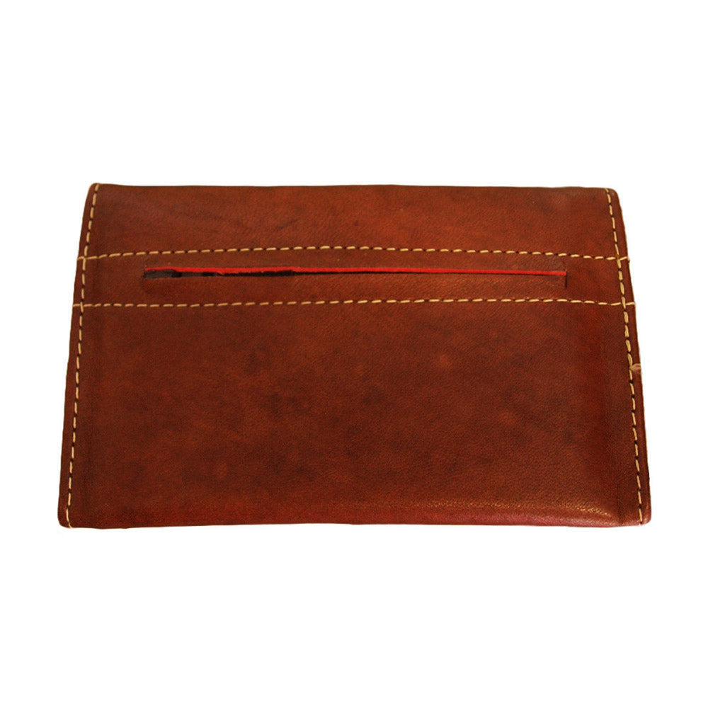 Small Leather Trifold Purse - Dark Brown