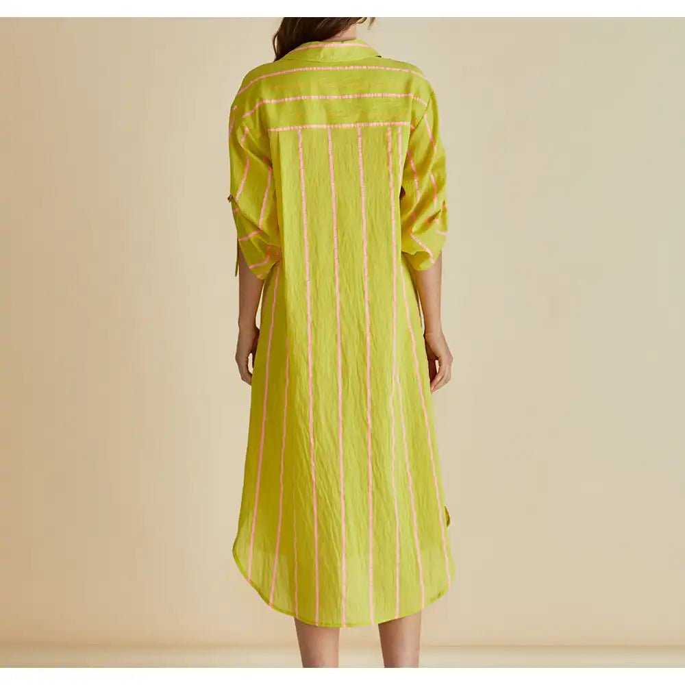 Hayman Striped Shirt Dress - Yellow & Pink