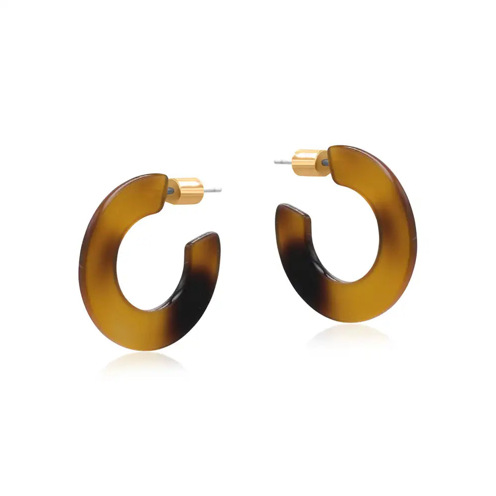 Ithica Flat Oval Hoop Earrings - Brown