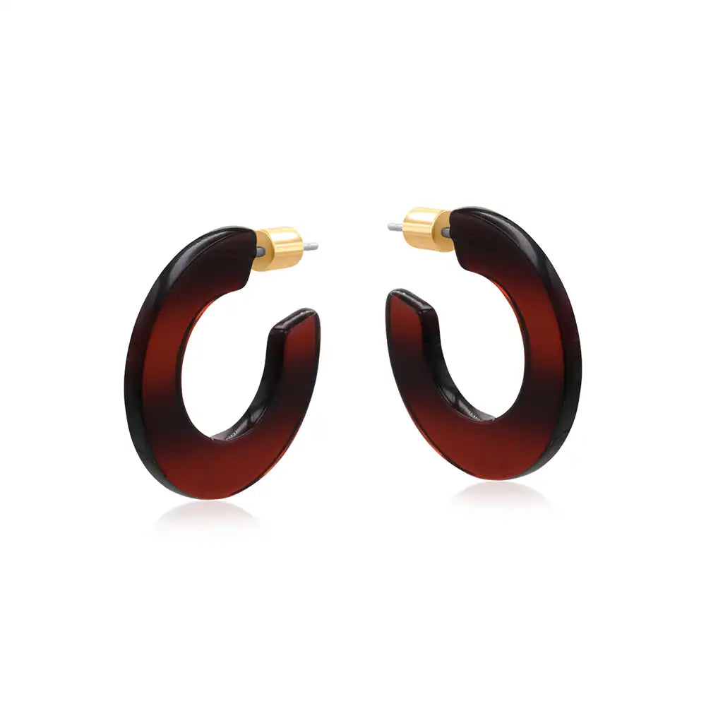 Ithica Flat Oval Hoop Earrings - Red