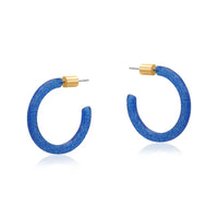 Bright blue glitter hoop earrings 