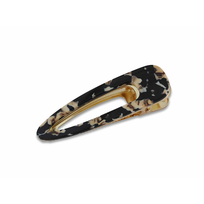 Big Metal London Layla black and beige hair clip with gold metal fastening.