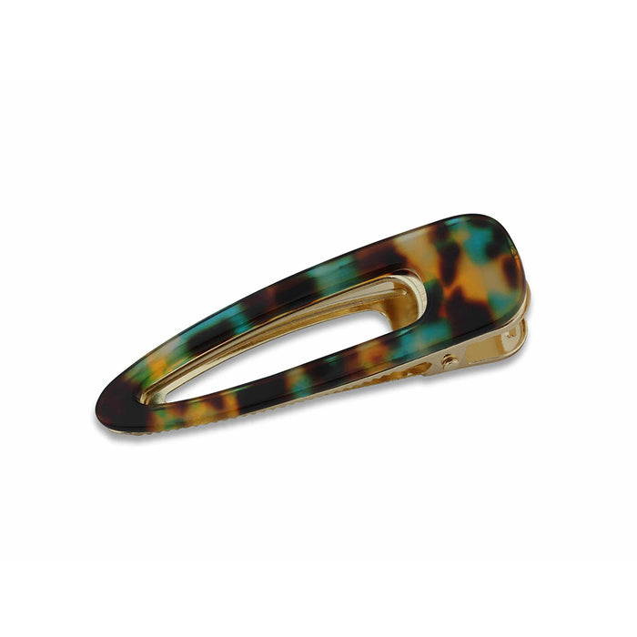 Big Metal London Layla green and browns hair clip with gold metal fastening.