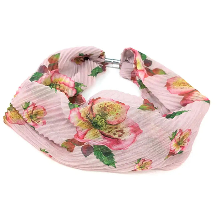 Pale pink scarf with flowers