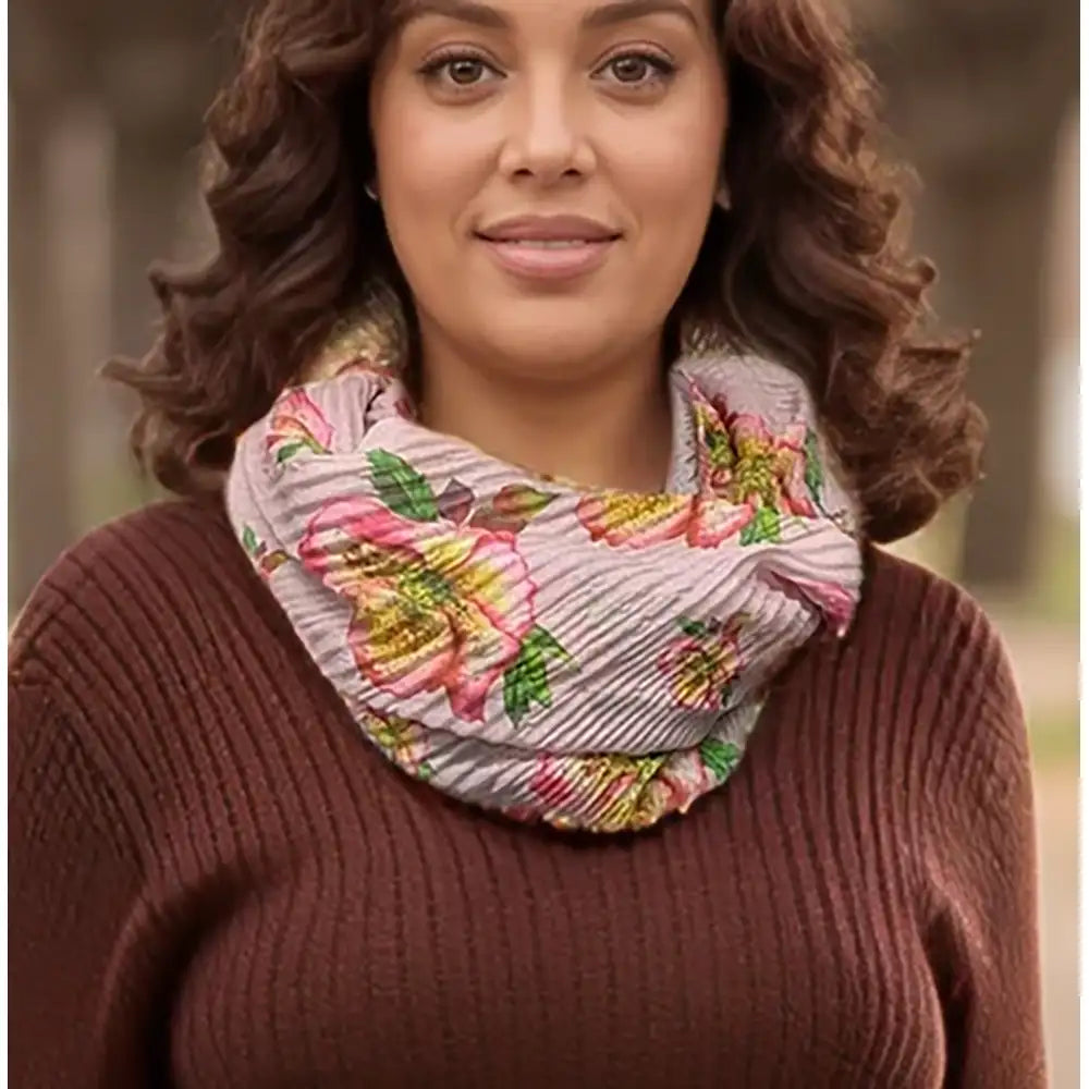Pale pink scarf with flowers
