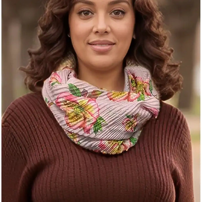 Pale pink scarf with flowers