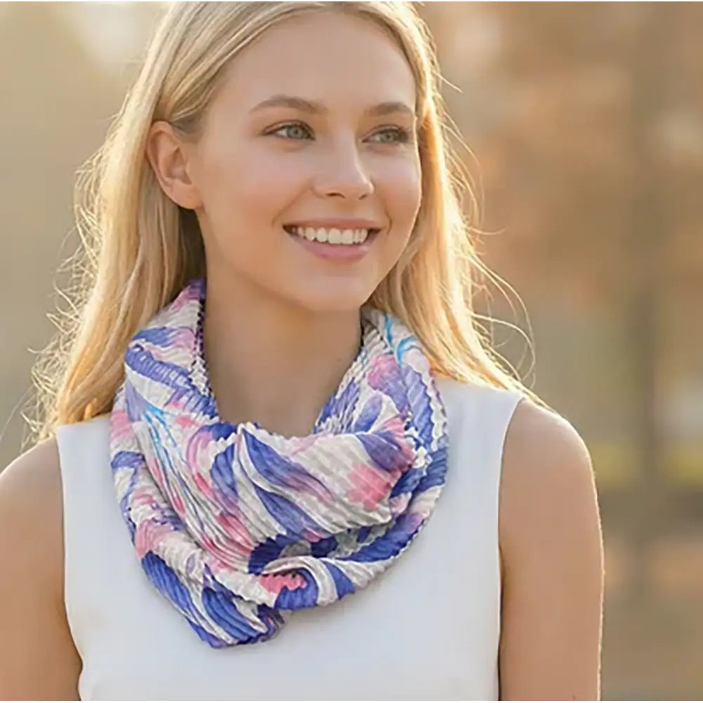 Magnetic Scarf with a white base and pink and purple