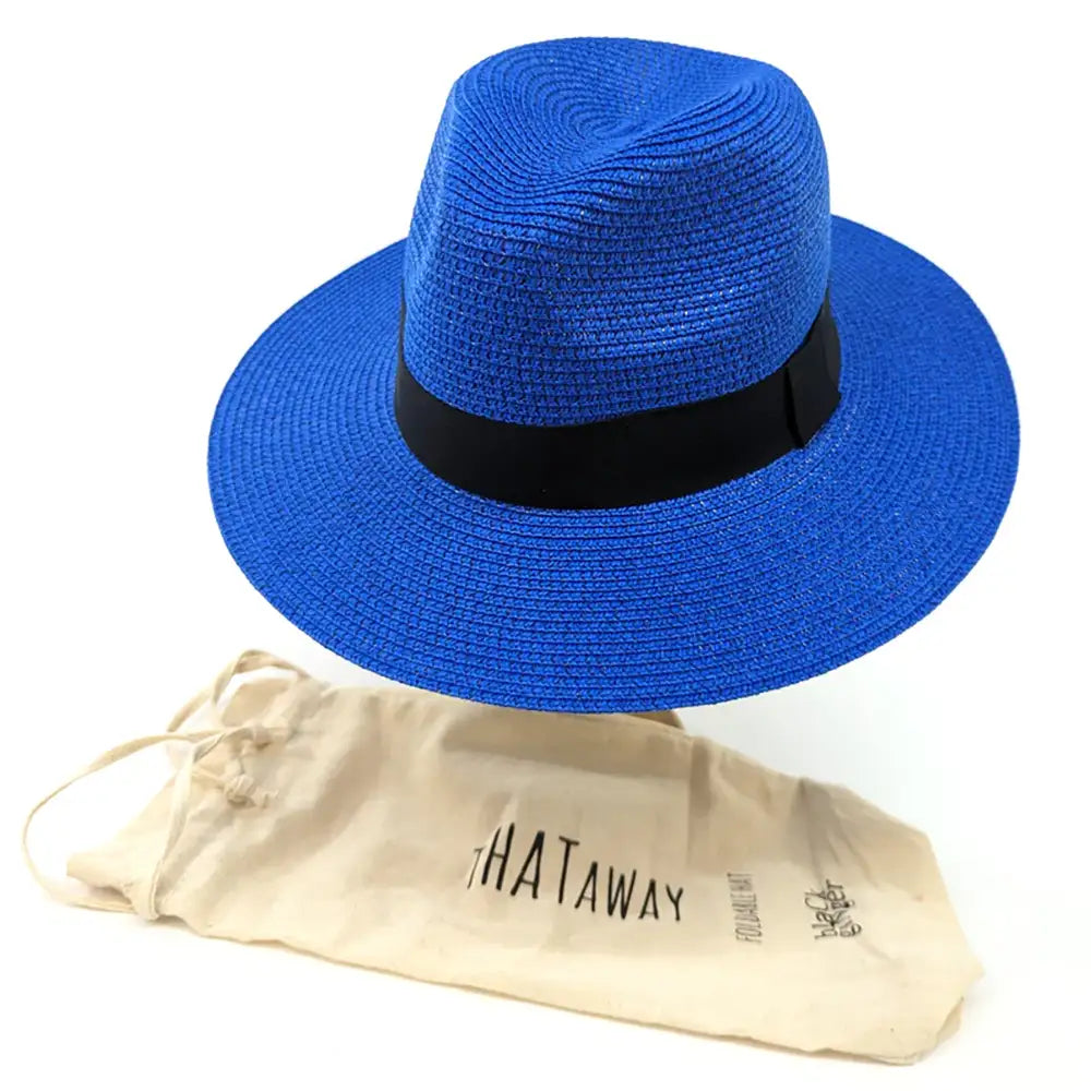 Foldable Panama Sun Hat - Royal Blue