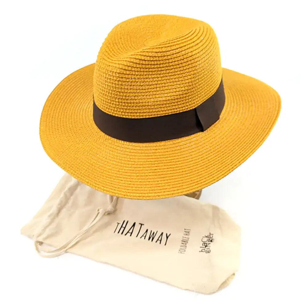 Foldable Panama Sun Hat - Mustard