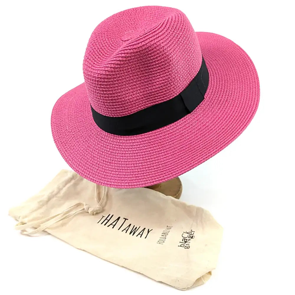 Foldable Panama Sun Hat - Hot Pink