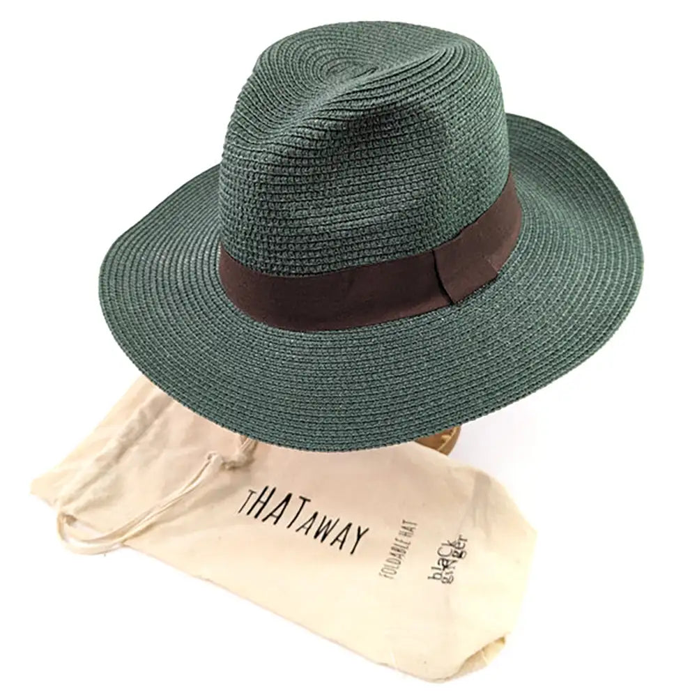 Foldable Panama Sun Hat - Dark Green
