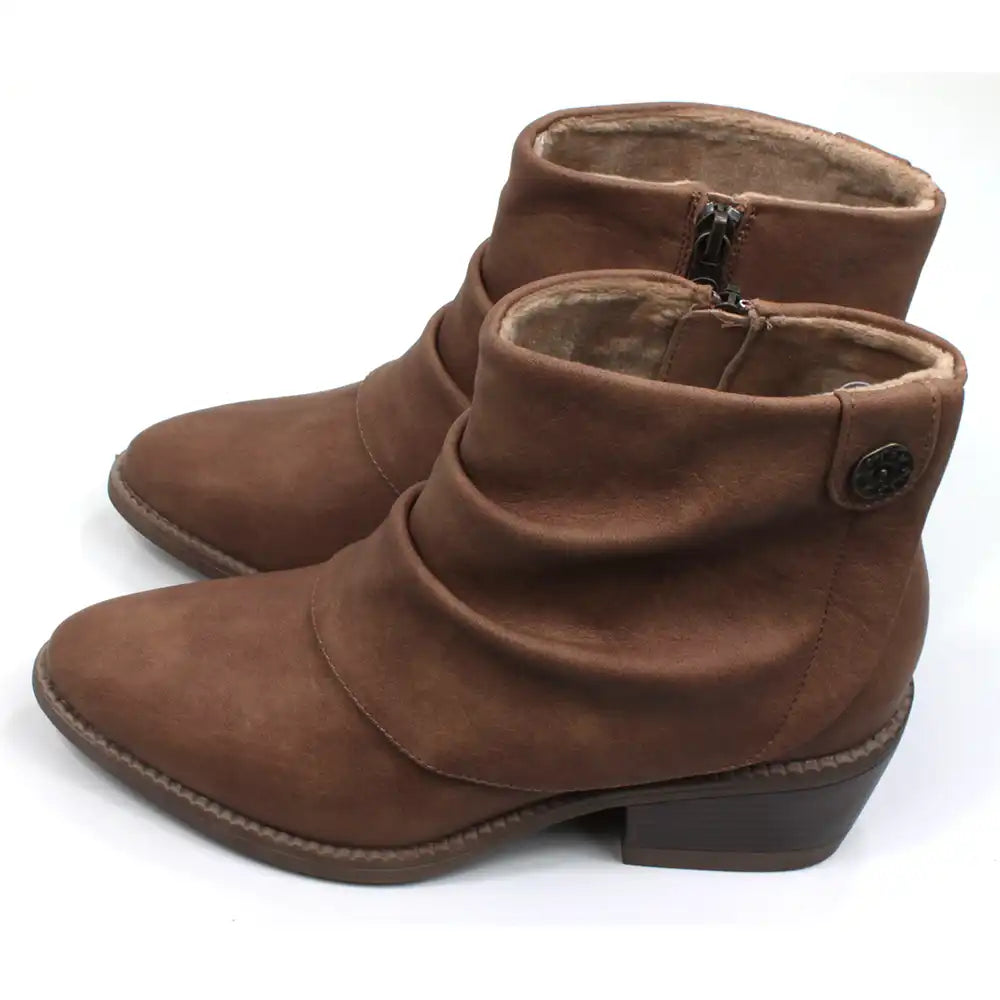 Slouch Style Vegan Ankle Boots in Tan1