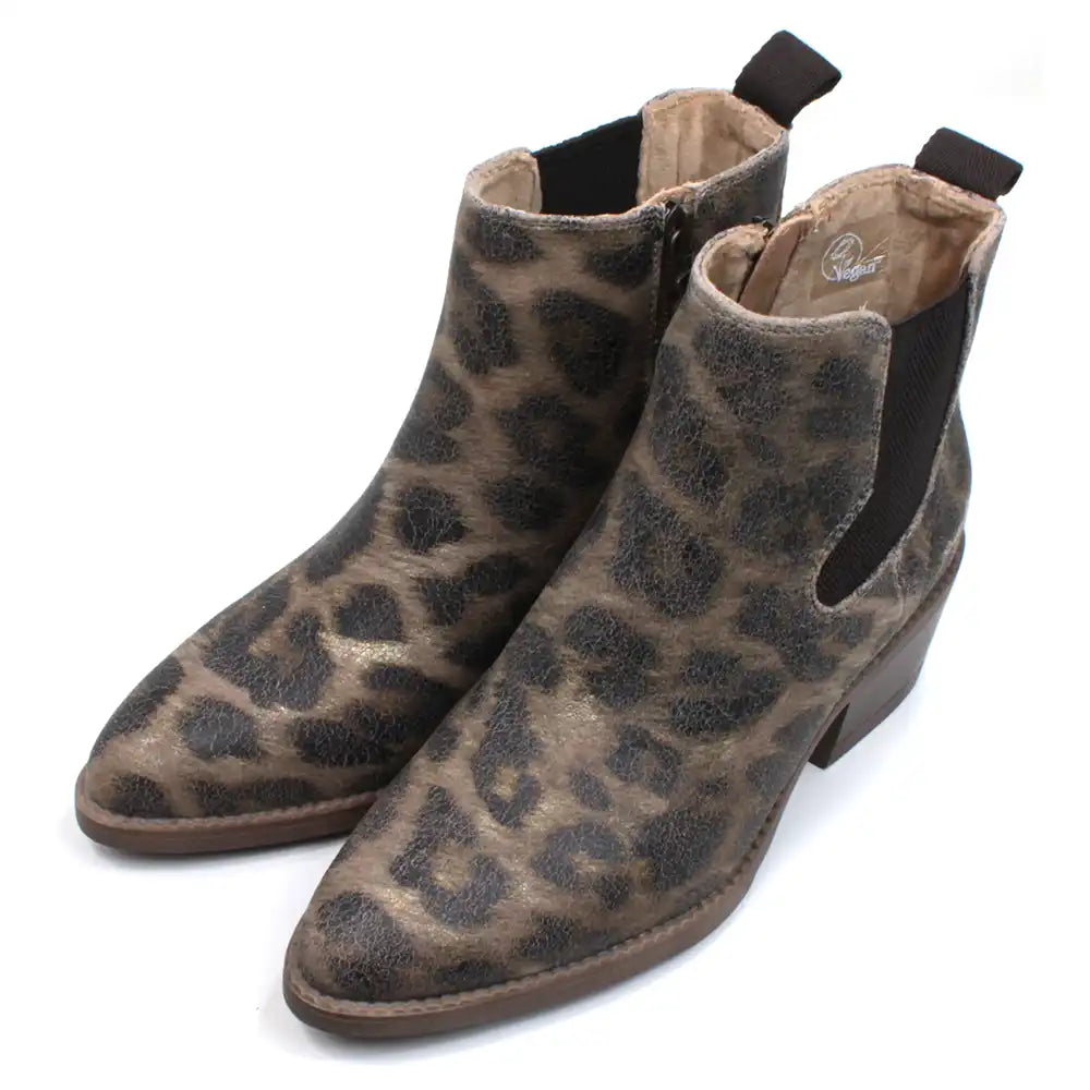 Leopard Print Vegan Ankle Boots