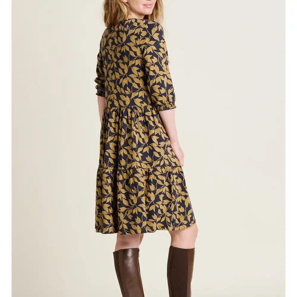 Midi Leaf Shirt Dress - Black & Tan