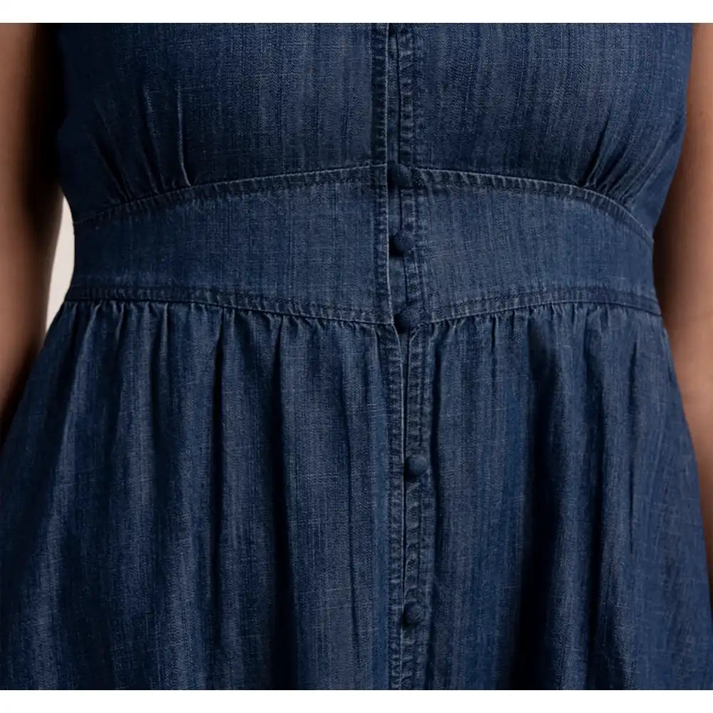 Elowen Frilled Denim Dress - Dark Denim