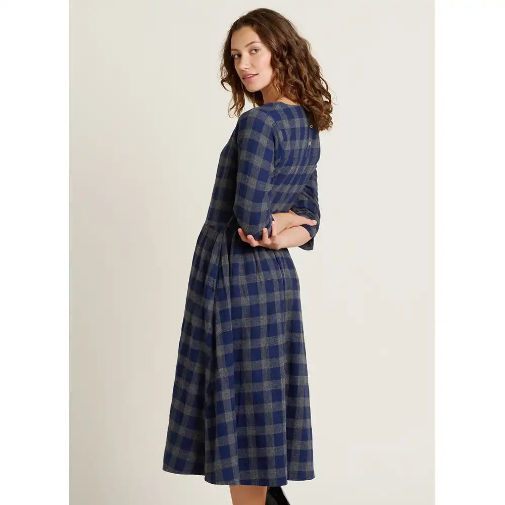 Plaid Check Dress in Navy