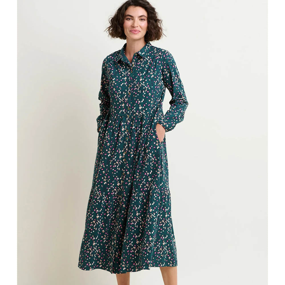 Midaxi Teal Leopard Shirt Dress