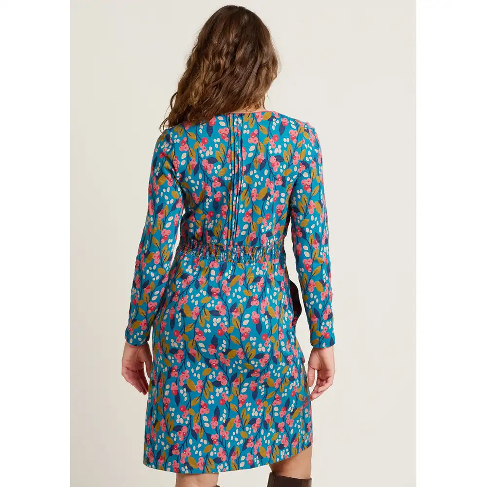 Trailing Winter Berry Wrap Dress - Teal