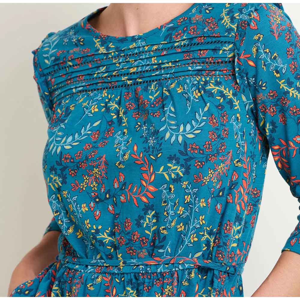 Paisley Print Floral Dress in Teal