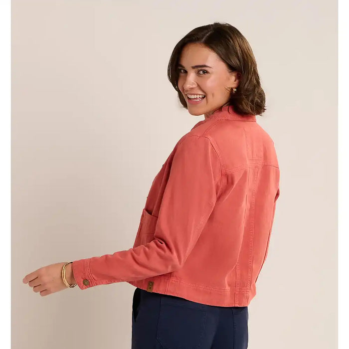 Poppy red coloured jacket with long sleeves. 