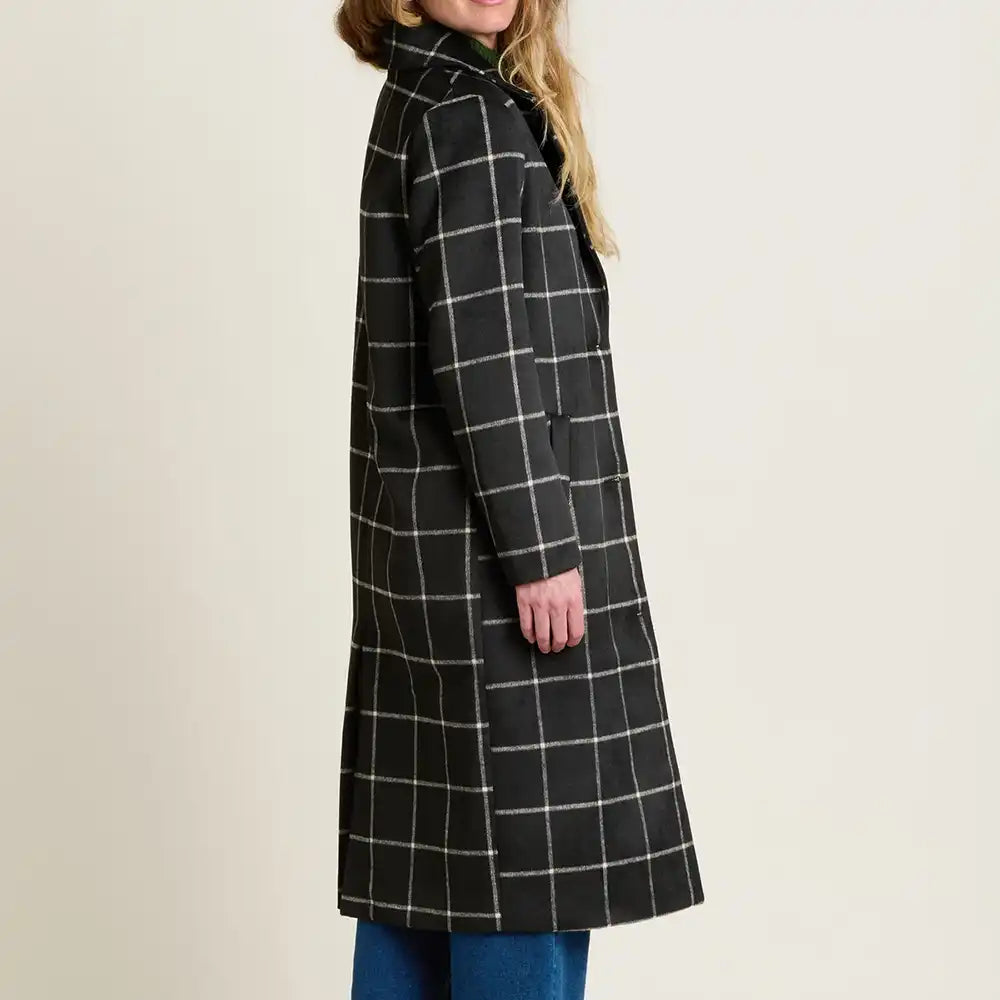 Black & Cream Check Trench Coat