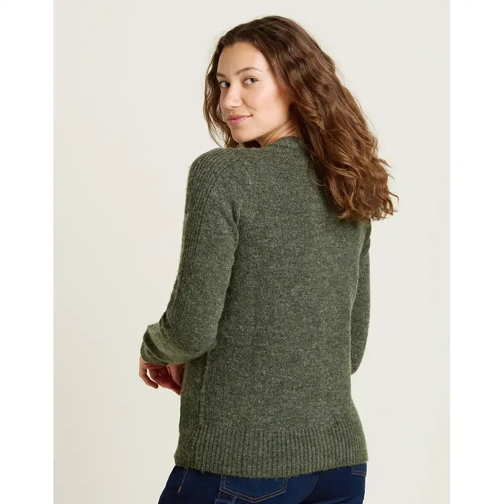 Rib Stitch Classic Cardigan  Green