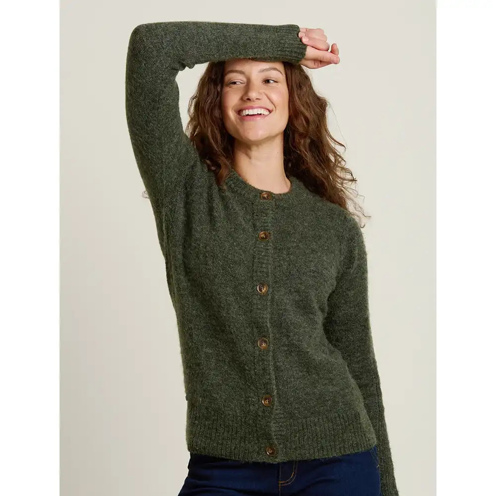 Rib Stitch Classic Cardigan  Green