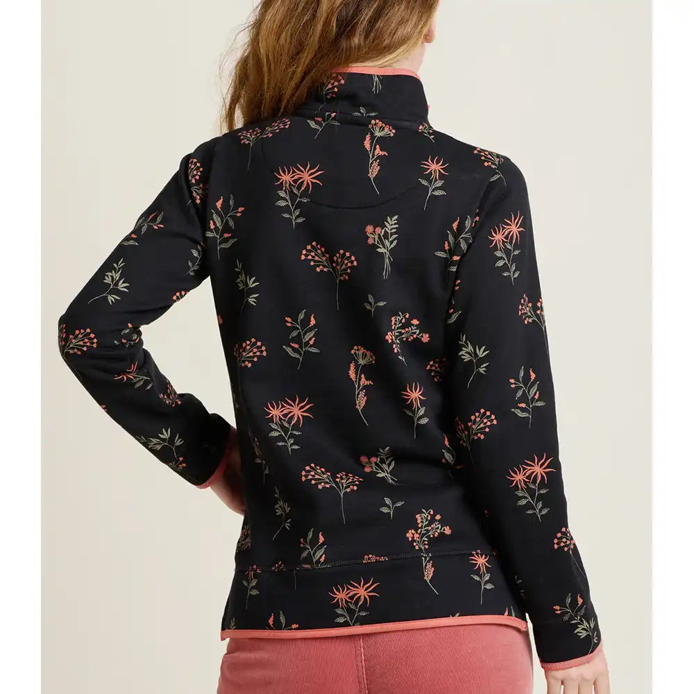 Floral Quarter Zip Sweatshirt Black