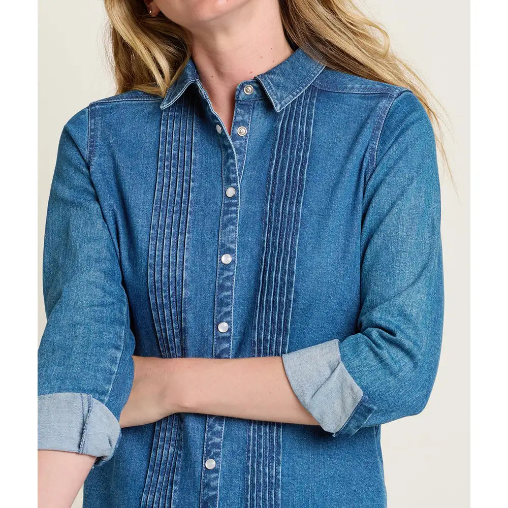 Seatown Pleated Denim Blue Blouse