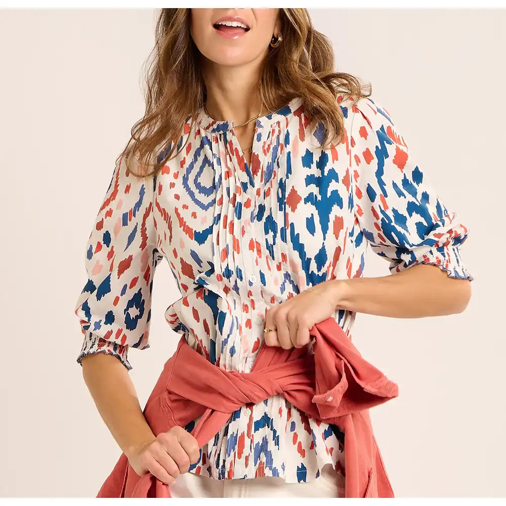 Yuki Water Print Blouse - Geometric