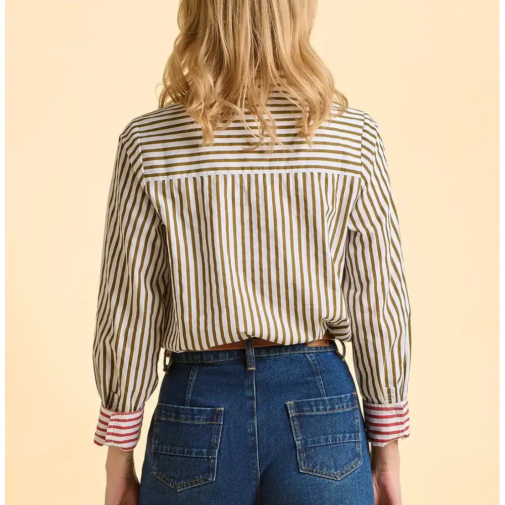 Striped Vicky Blouse - Olive
