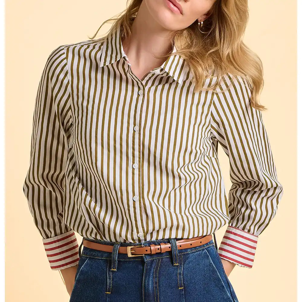 Striped Vicky Blouse - Olive