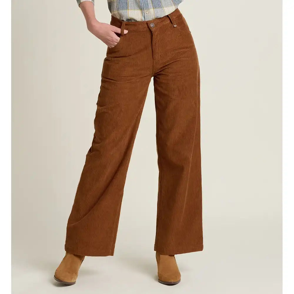 Wide Leg Cord Trousers - Tan Brown