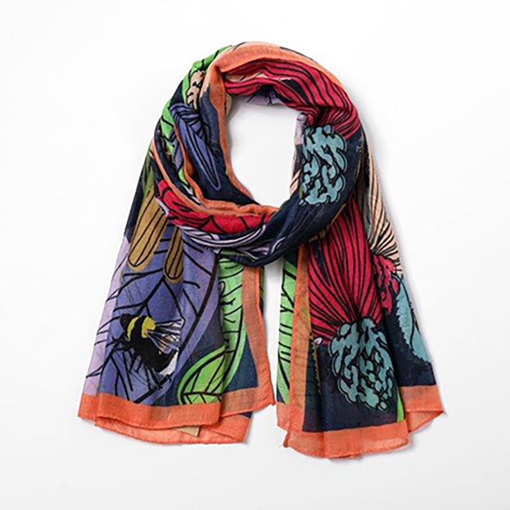 Busy Bee Recycled Scarf - Navy