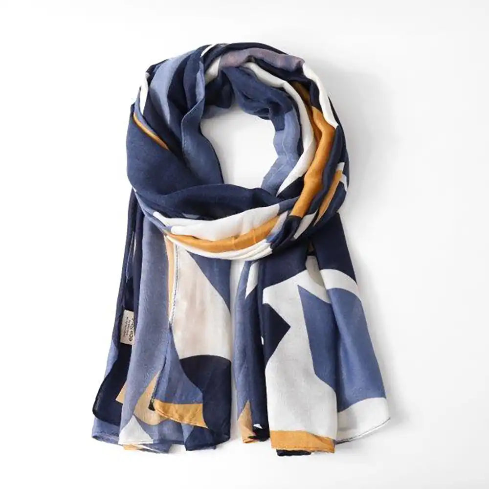 Abstract Print 27 Recycled Scarf - Blue