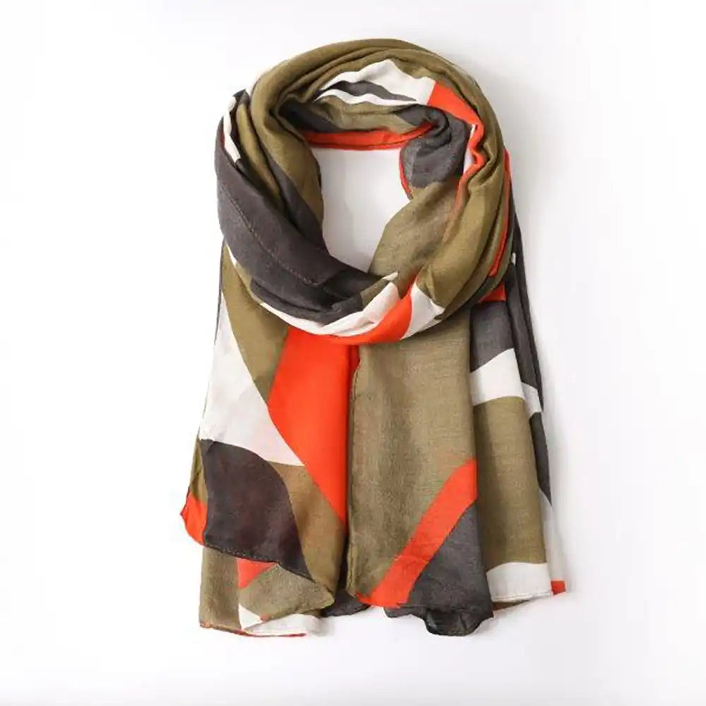 Abstract Print 27 Recycled Scarf - Olive