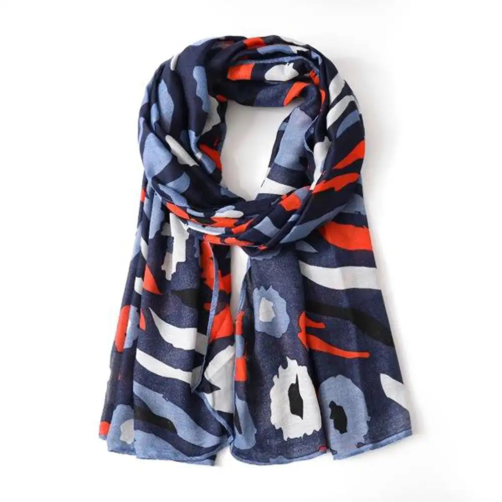 Animal Print 24 Recycled Scarf - Navy Blue