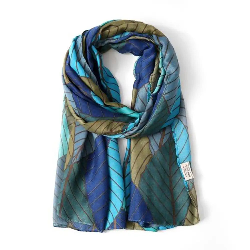 Large Leaf Print Recycled Scarf