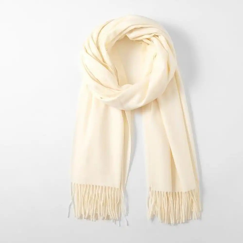 Cashmere Blend Winter Scarf - Cream