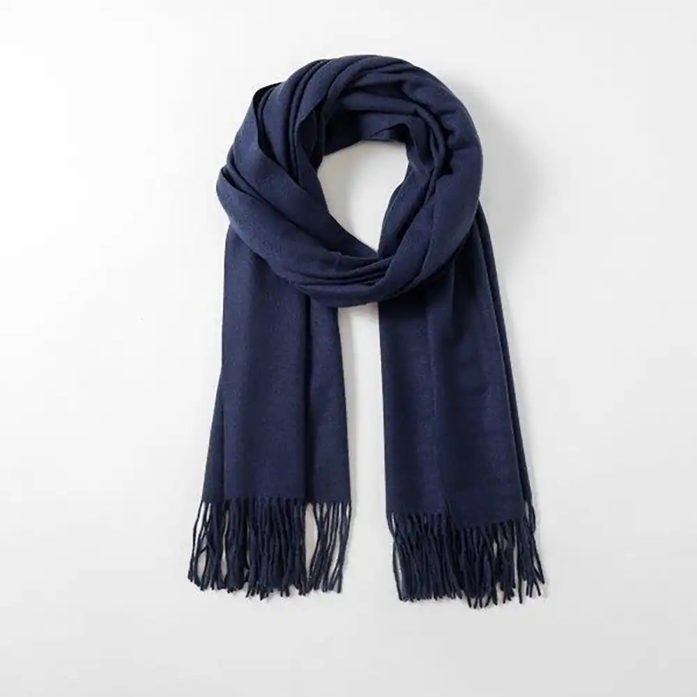 Cashmere Blend Winter Scarf - Navy