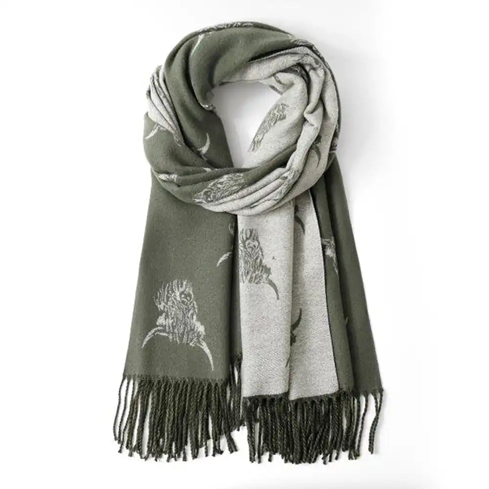 Reversible Cashmere Blend Scarf - Olive Highlander