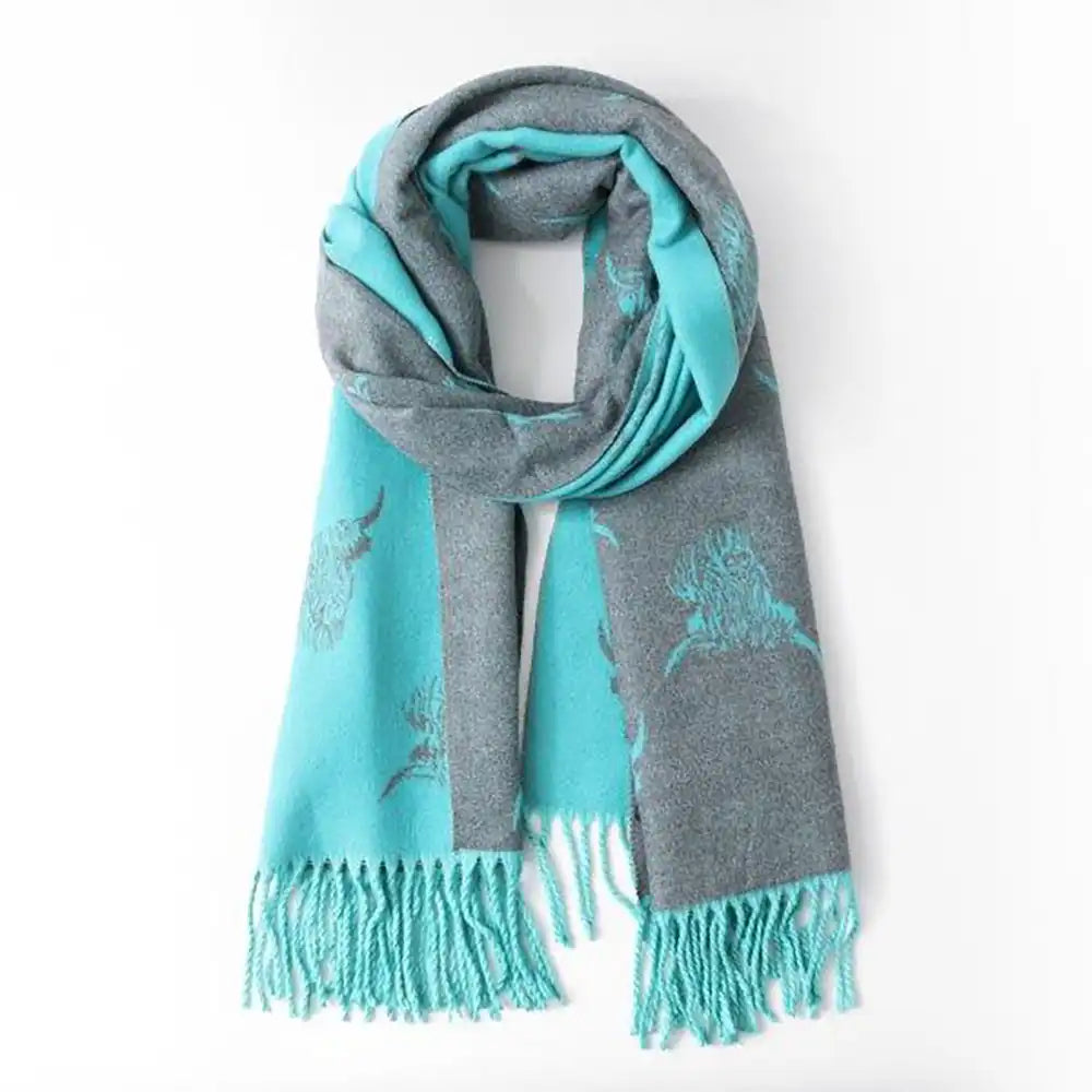 Reversible Cashmere Blend Scarf - Blue Highlander