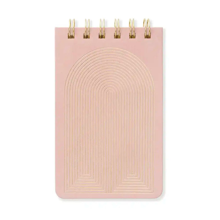 Blush pink wire bound notebook with gold relief design